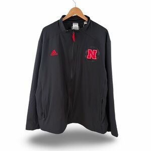 Adidas Nebraska Cornhuskers Men's Black Full Zip Windbreaker Team Jacket XL NWT
